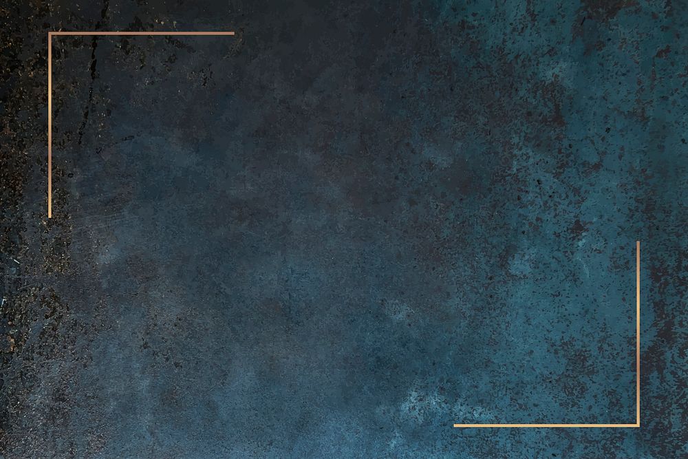 Gold frame on grunge blue background vector
