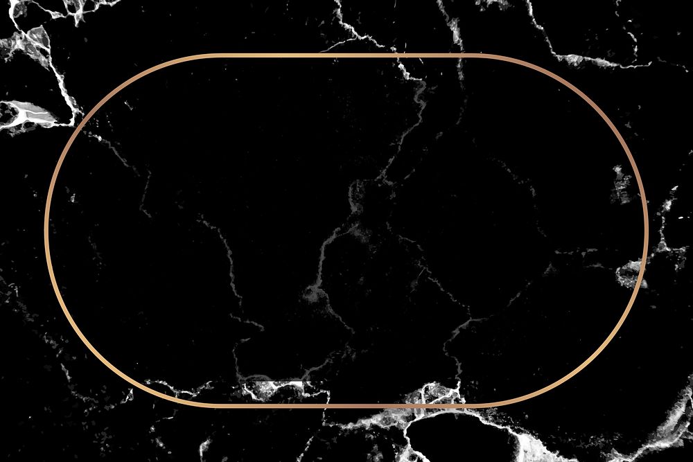 Oval gold frame on black marble background vector