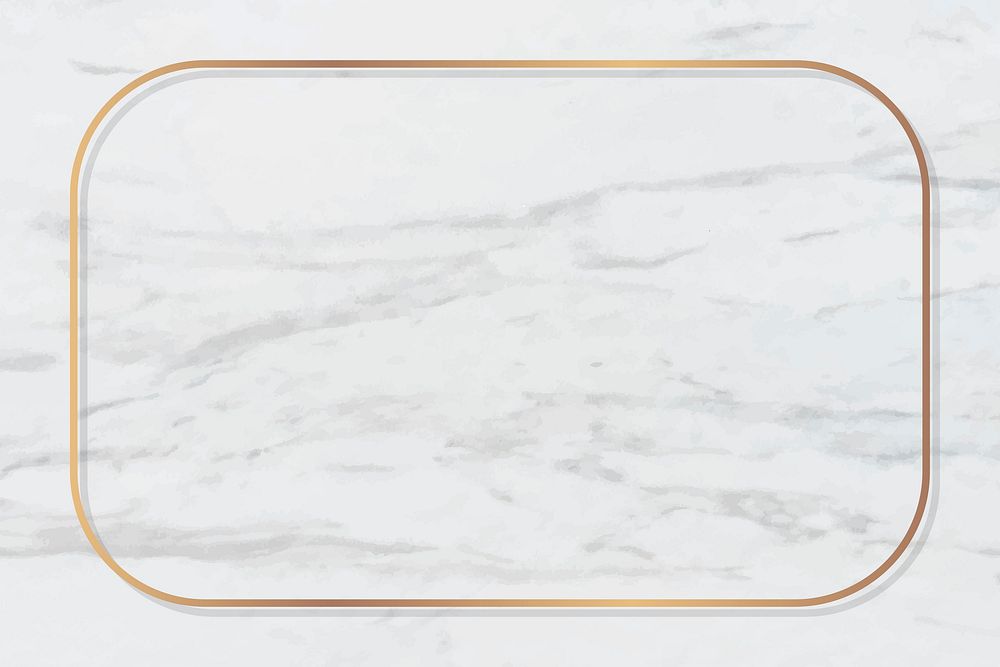 Rectangle gold frame on white marble background vector