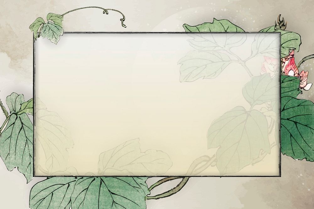 Blank rectangle leafy frame design vector