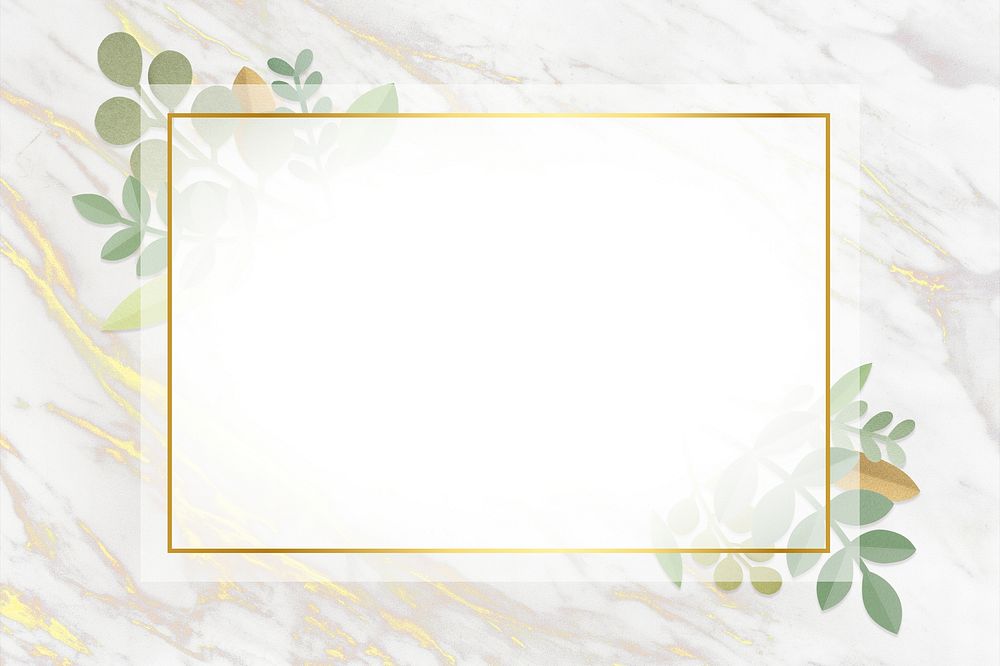Blank leafy rectangle golden frame