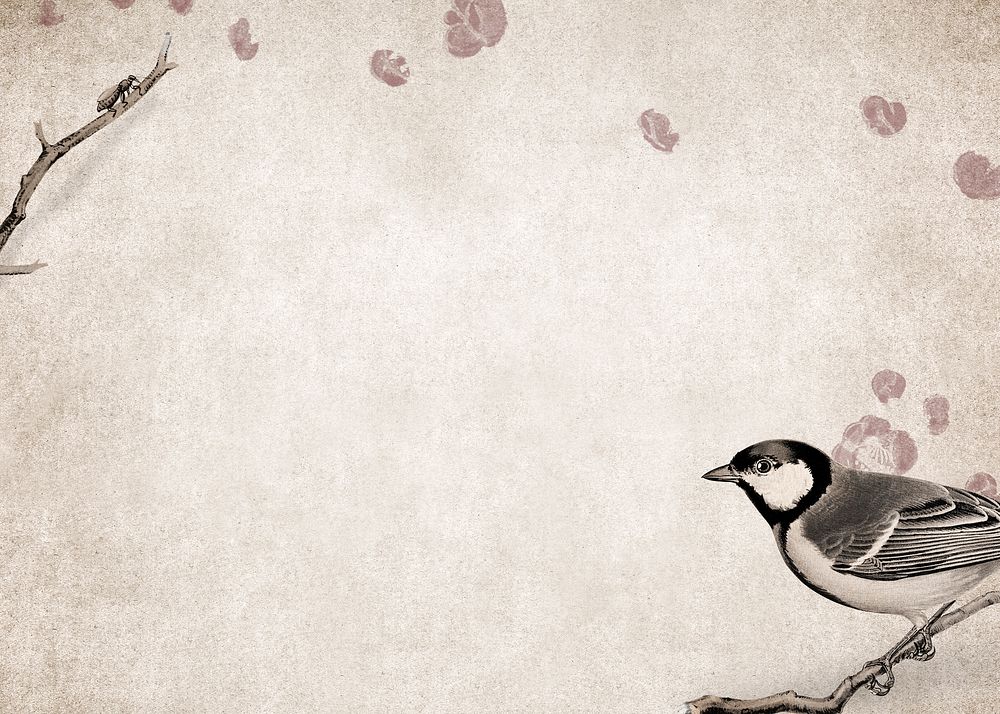 Talgoxe great tit on a grunge brown background illustration