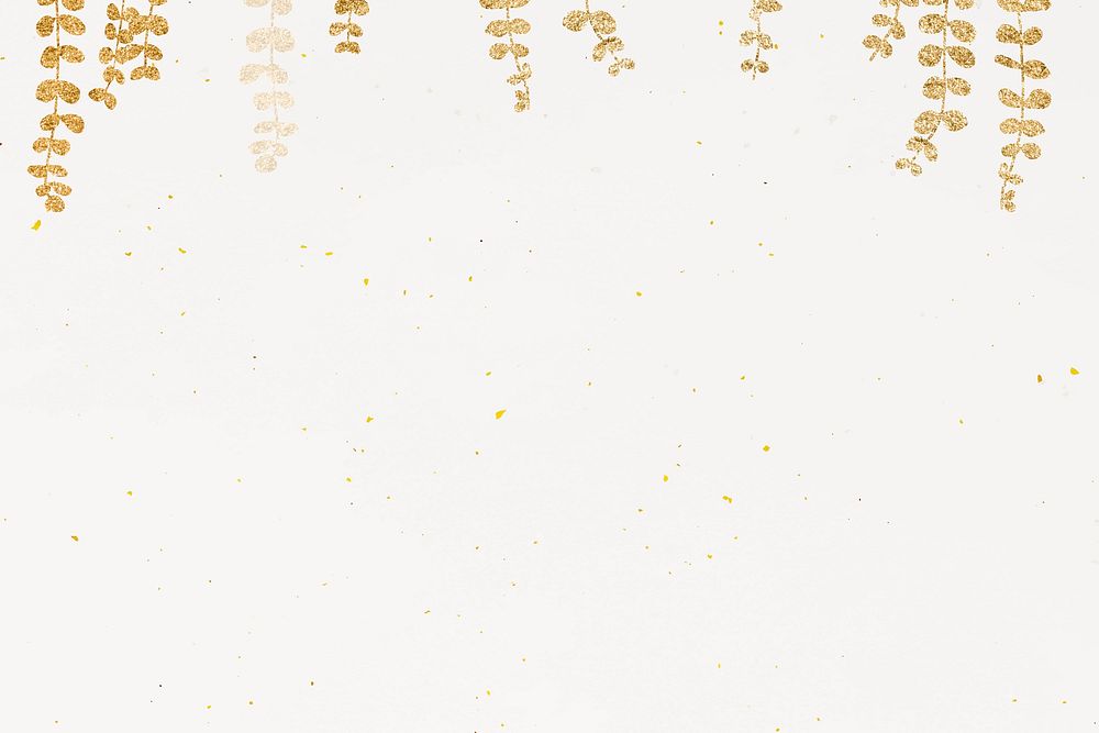 Glittery gold eucalyptus leaf pattern on beige background vector