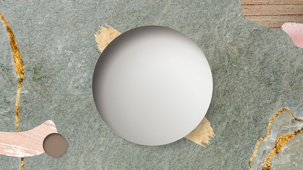 Round frame on green marble background vector