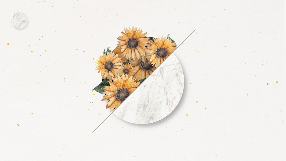 Sunflower bouquet on white background illustration