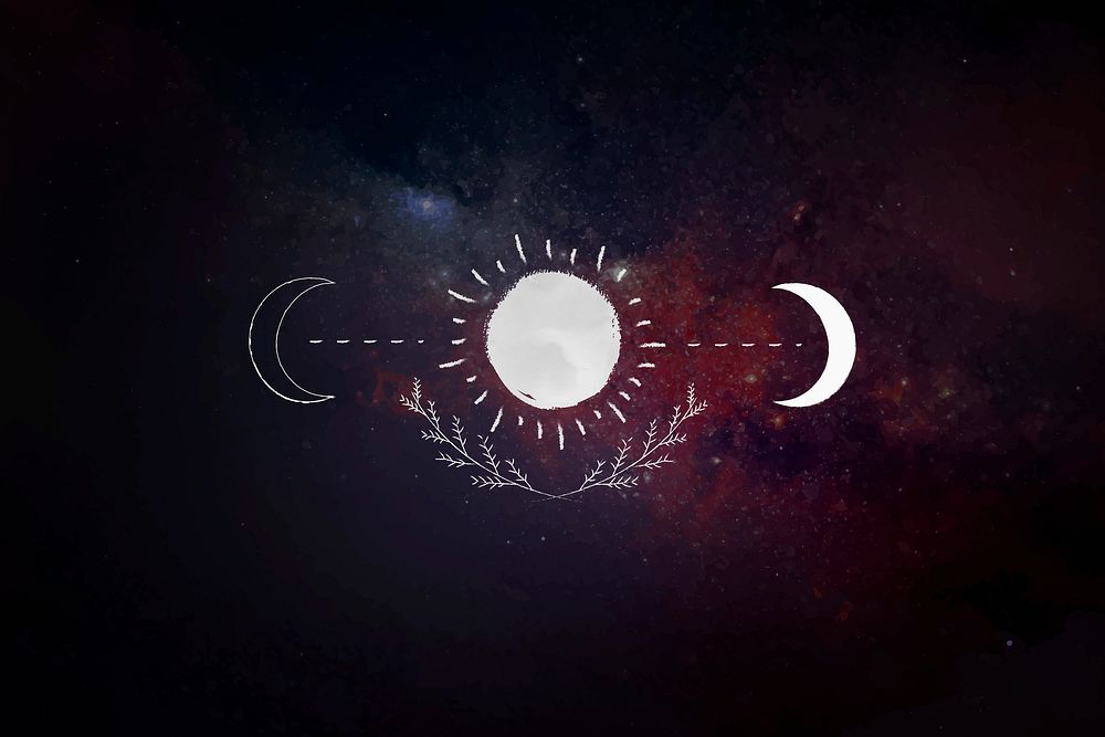 Moon and the sun on a galaxy background vector