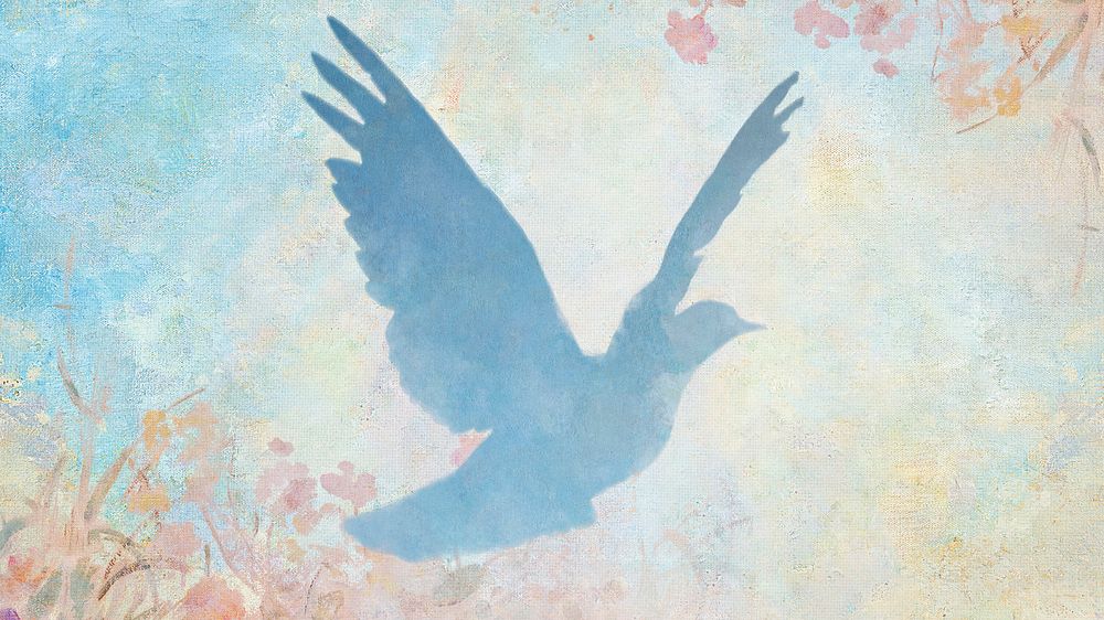 Blue dove silhouette painting background illustration