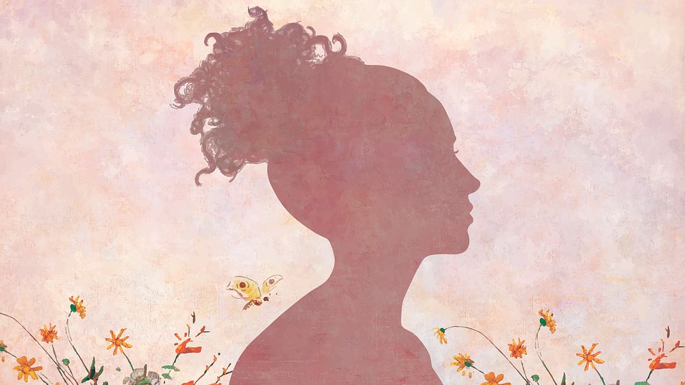 Woman shadow on a pink painting background vector