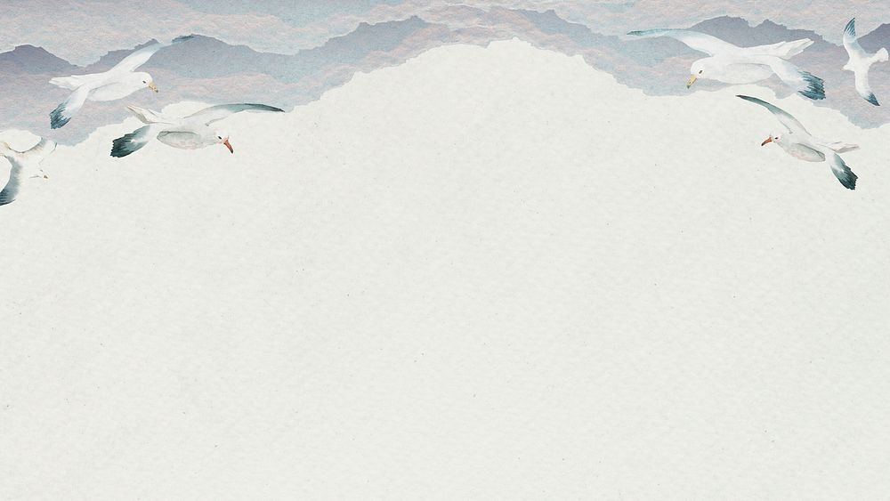Watercolor seagulls flying in the sky banner template
