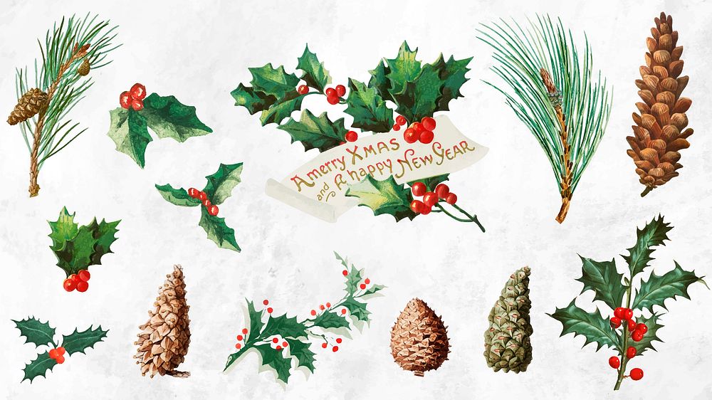 Festive merry Christmas background vector set