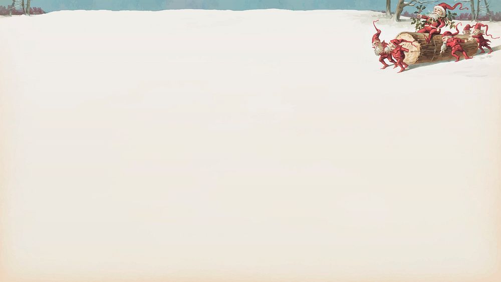 Vintage Santa elves sliding on a log from the public domain Christmas illustration vector
