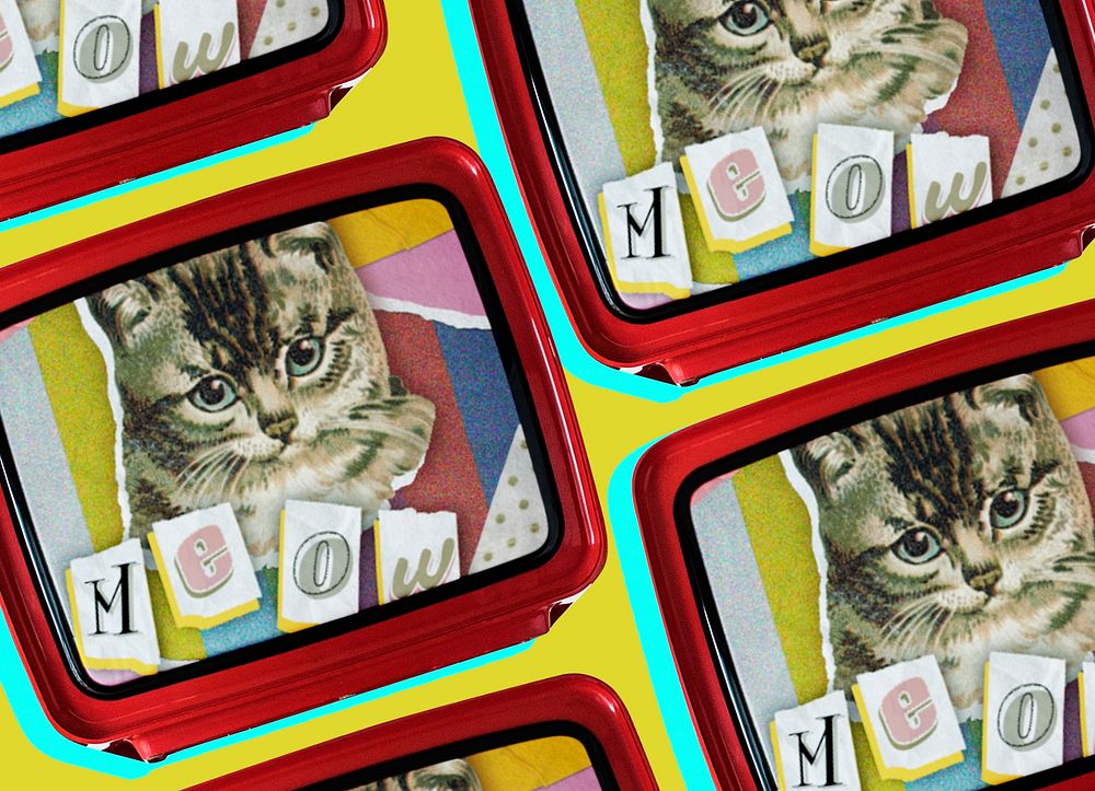 Collage cat sticker illustration
