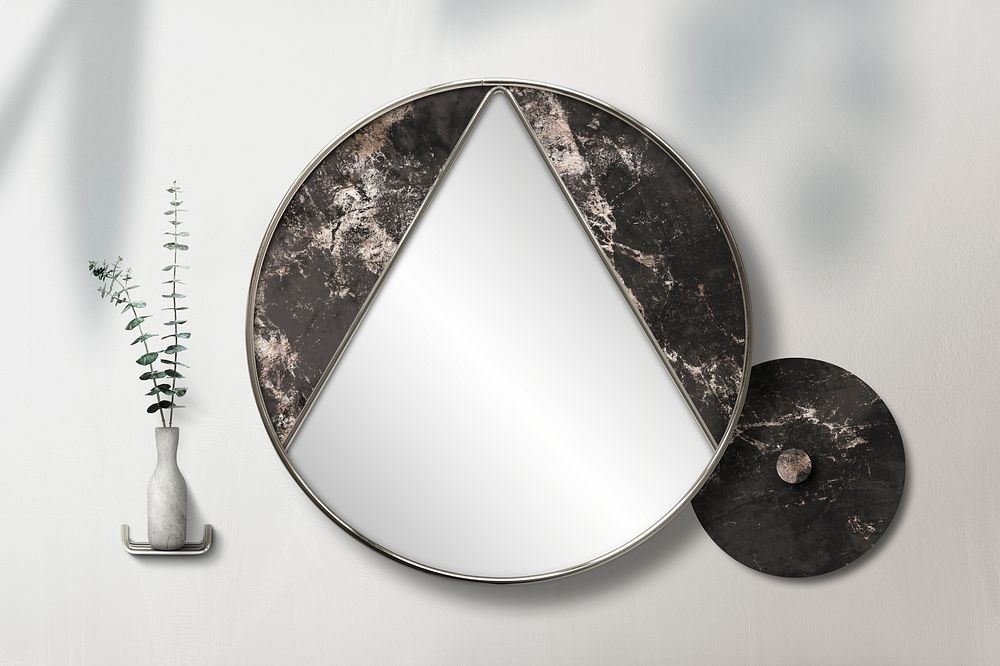 Mirror decorated with black marble mockup