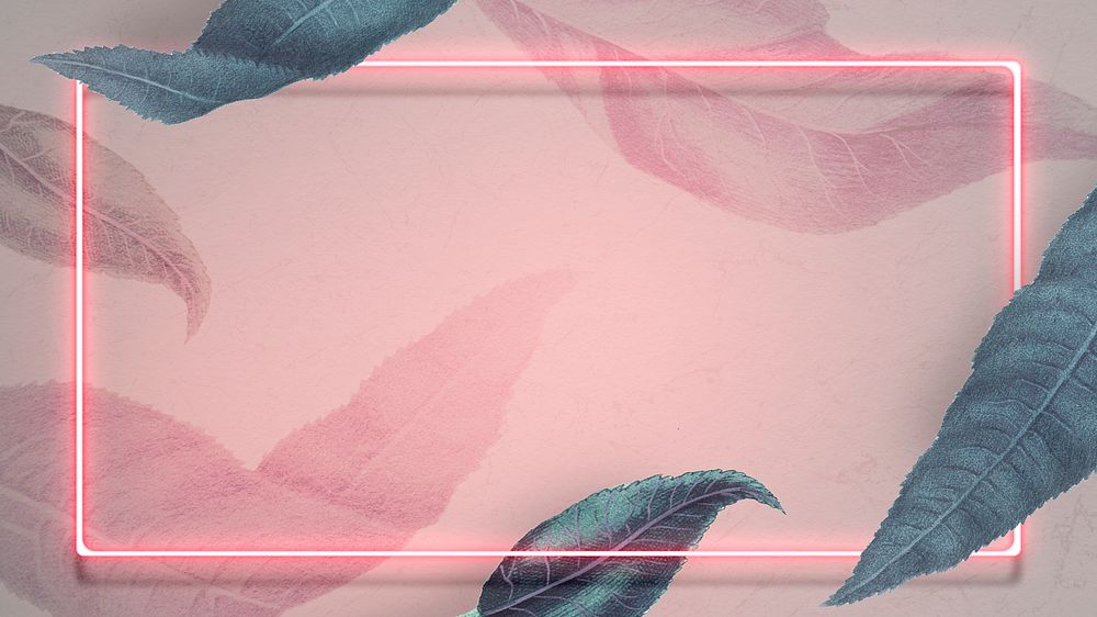 Neon frame with peach leaves social template illustration