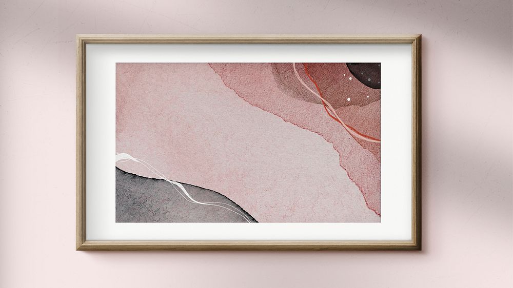 Wooden frame on a pink wall mockup