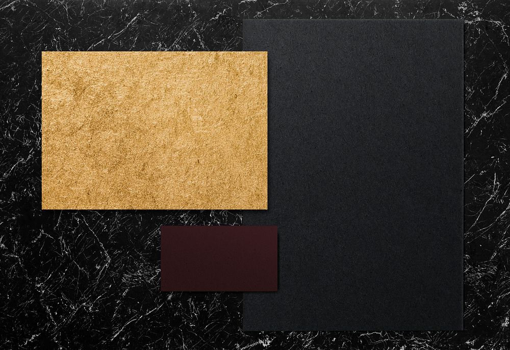 Paper set on a black marble background