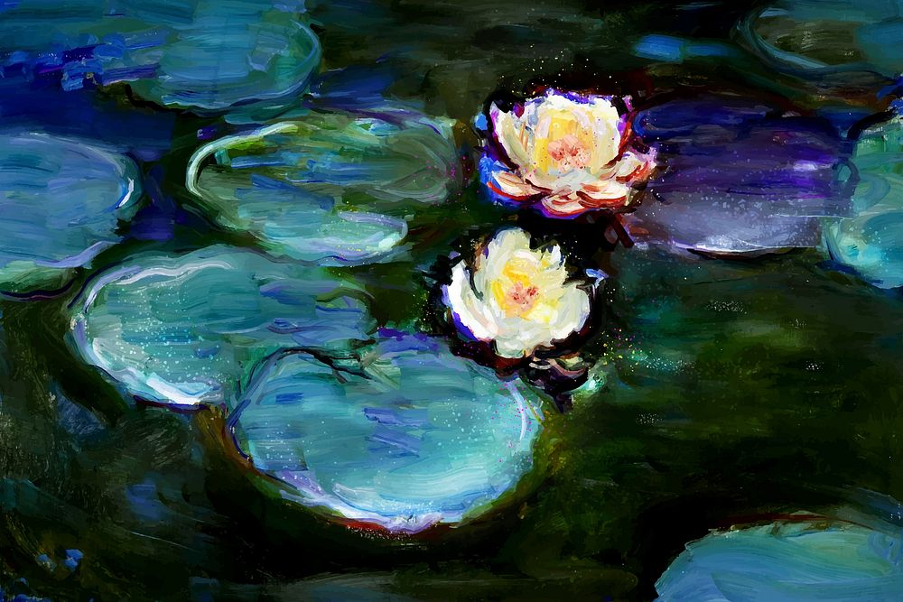 Nympheas (1897&ndash;1898) vintage vector, from original painting by Claude Monet.