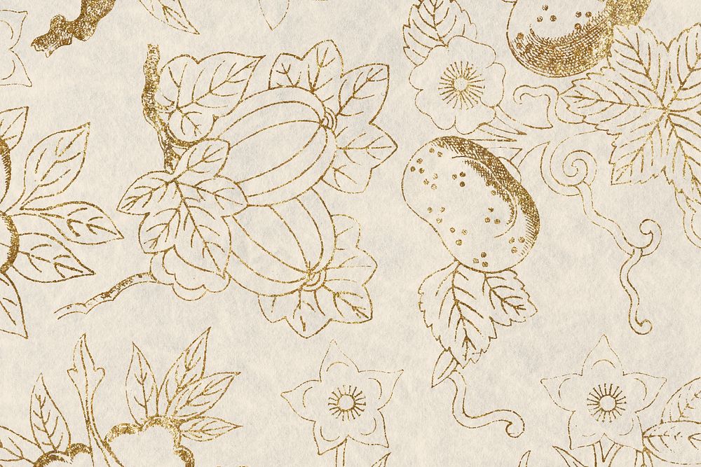 Glittery golden floral patterned background design