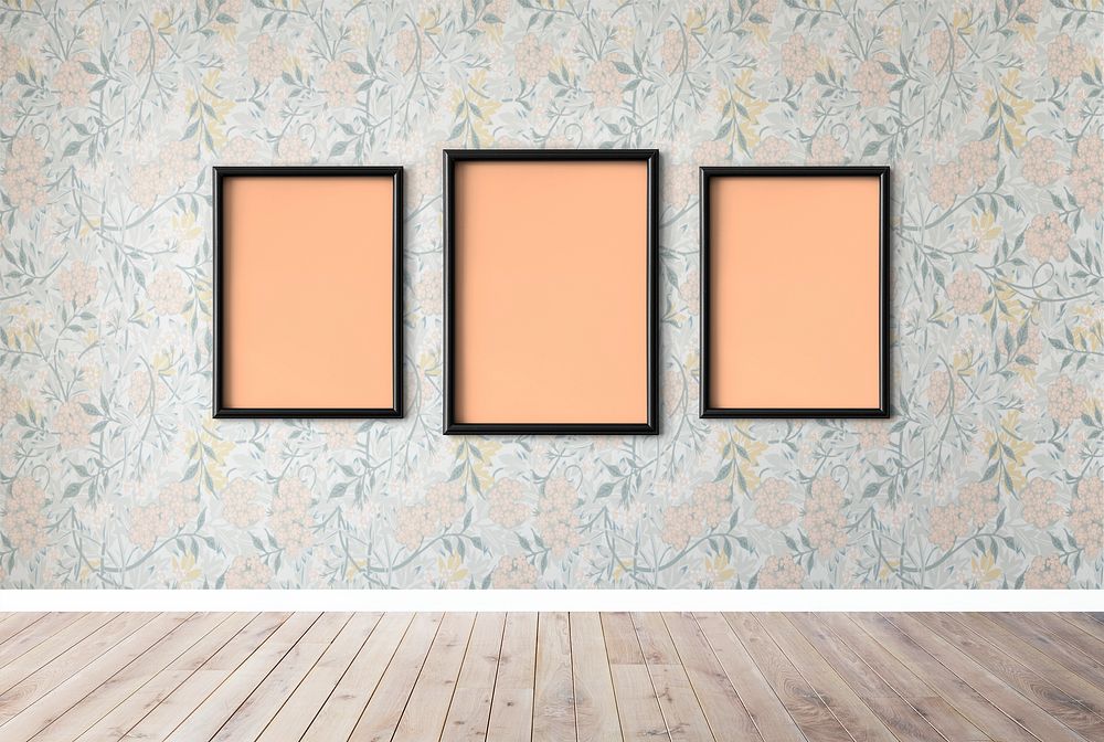 Frame mockups on a floral wall