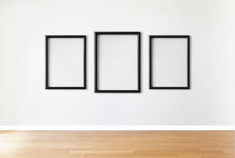 Frame mockups on a gray wall