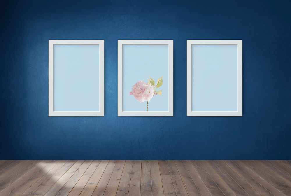 Frame mockups against a blue wall