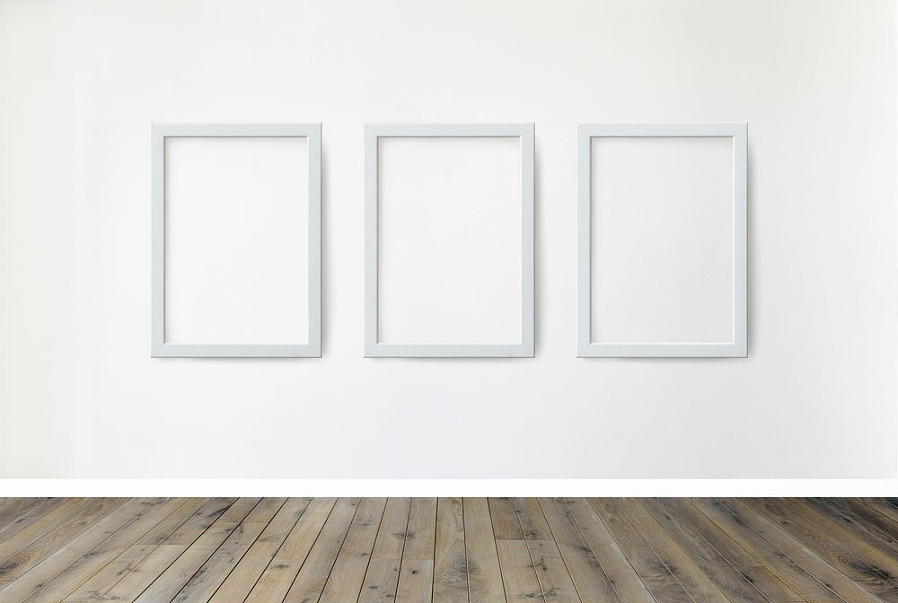Frame mockups on a white wall