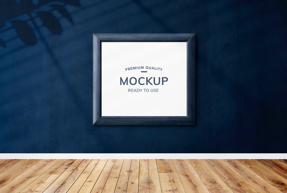 Frame mockup on a blue wall