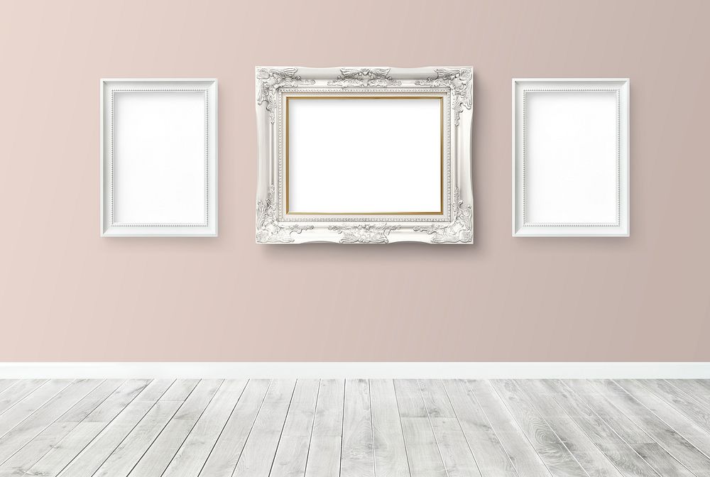 Baroque frame mockup against a wall