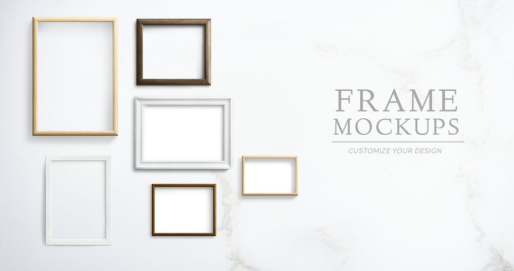Various frame mockups against a wall