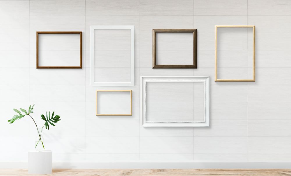 Frame mockups on a white wall