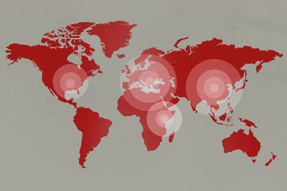Spread of coronavirus around the world illustration