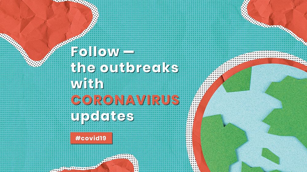 Follow the outbreaks with coronavirus updates paper craft social template illustration