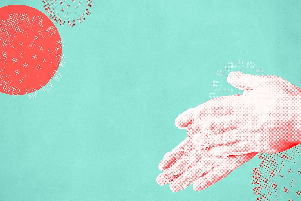 Wash your hands against the germs green background