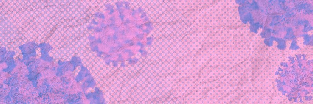 Coronavirus cells under microscope patterned social template illustration