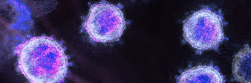 Coronavirus under a microscope on a black background illustration