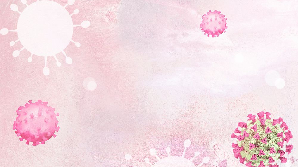 Coronavirus under a microscope on a pink background illustration