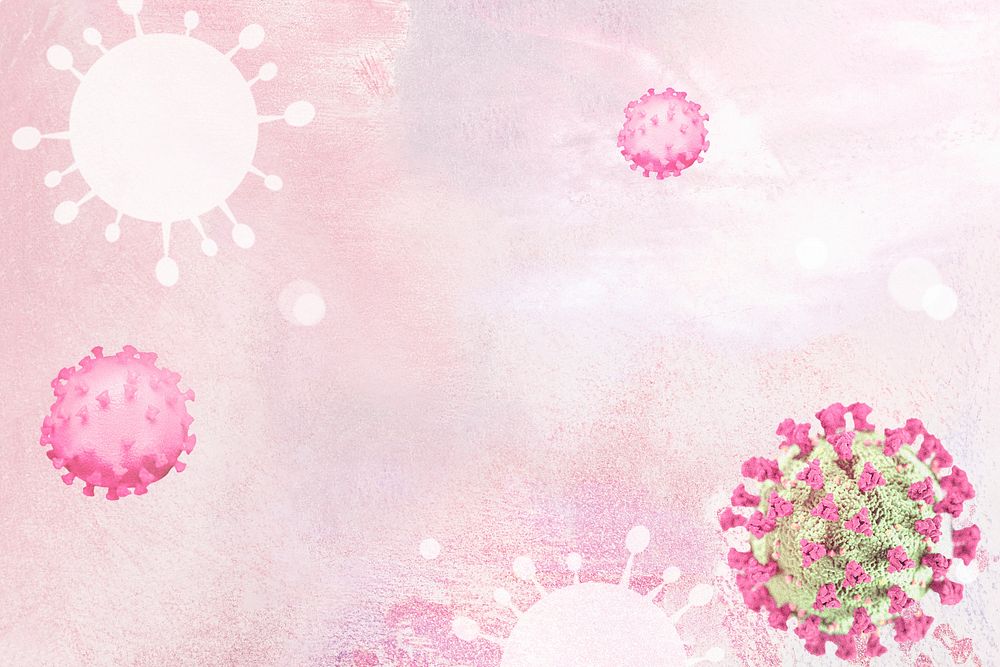 Coronavirus under a microscope on a pink background illustration