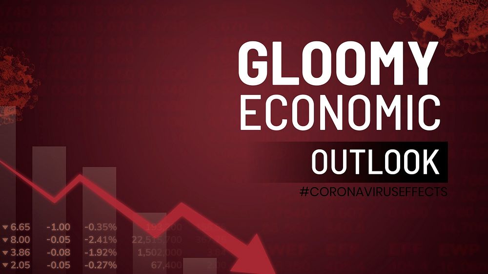 Gloomy economic outlook due to COVID-19 social template vector