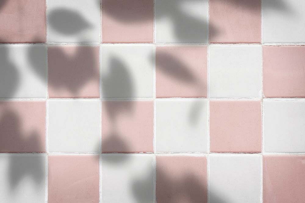 Pastel pink and white tiles textured background