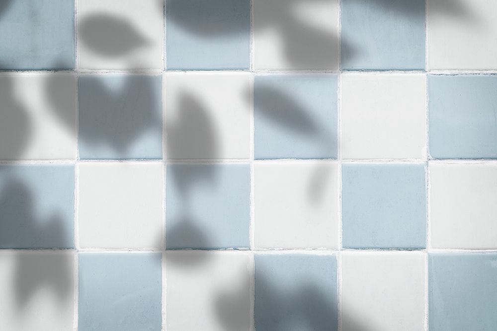 Pastel blue and white tiles textured background