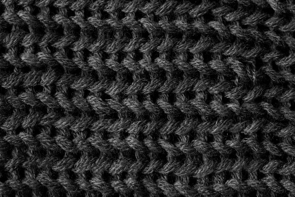 Black knitted fabric pattern texture