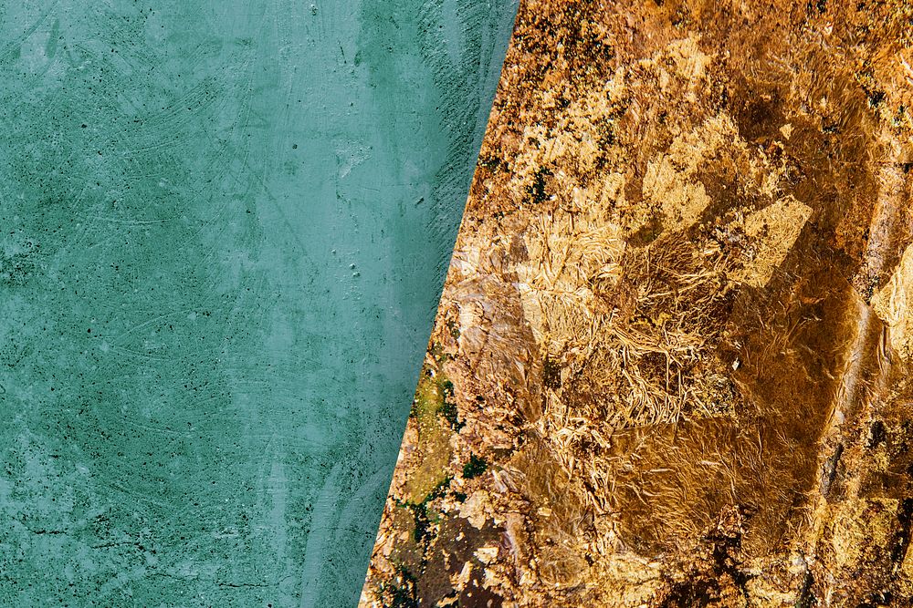 Green and golden marble textured background