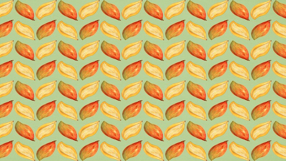 Hand drawn natural fresh mango patterned background