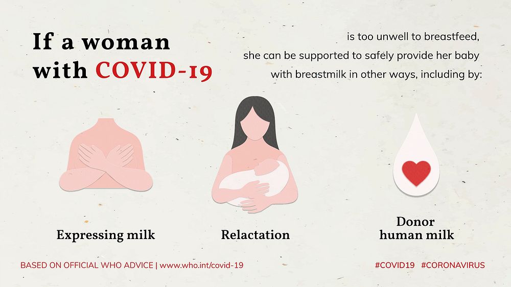 How to breastfeed when infected by covid-19 advice vector