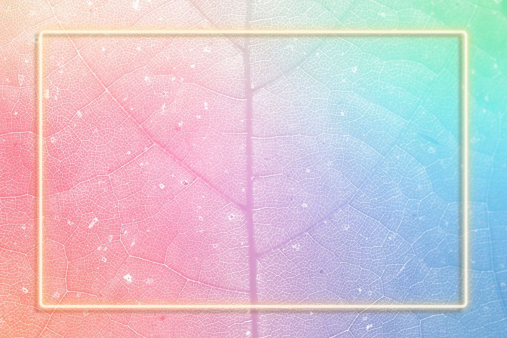 Glowing yellow neon frame on bright gradient patterned background illustration