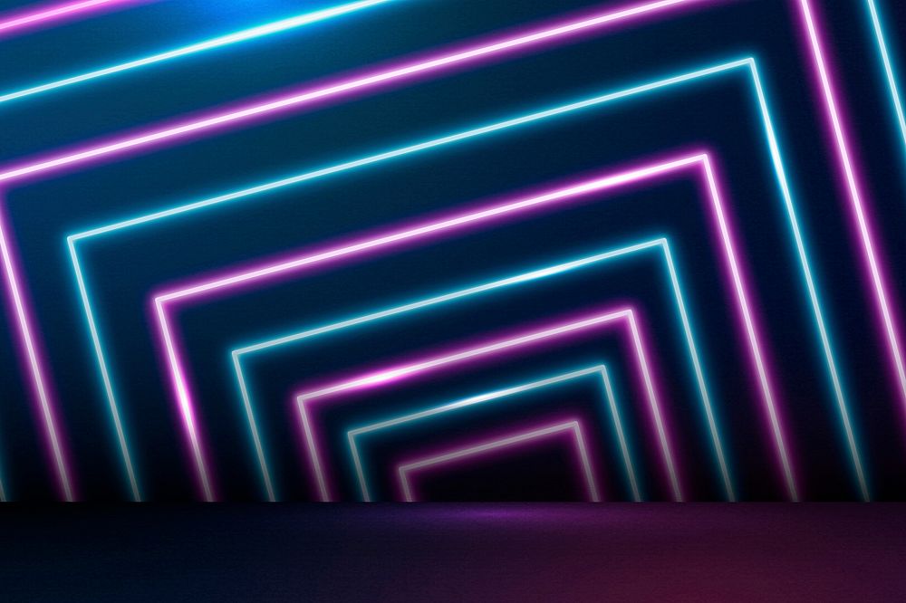 Glowing blue and pink neon lines patterned background