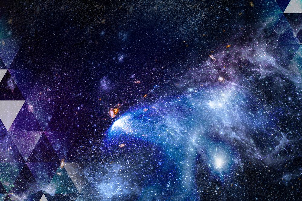 Triangle pattern on a dark galaxy background illustration