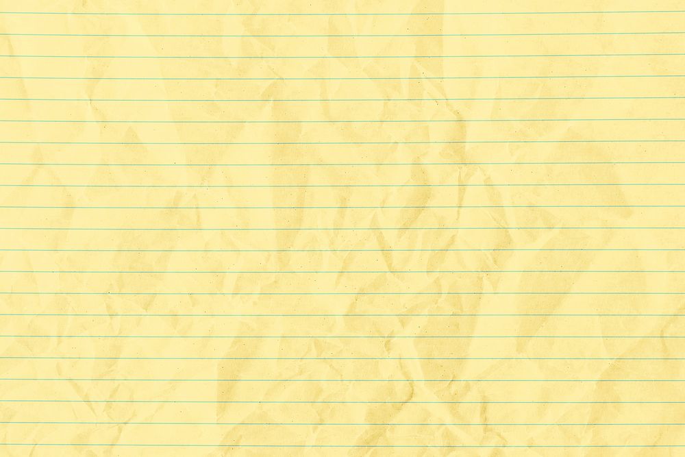 Yellow crumpled lined paper background