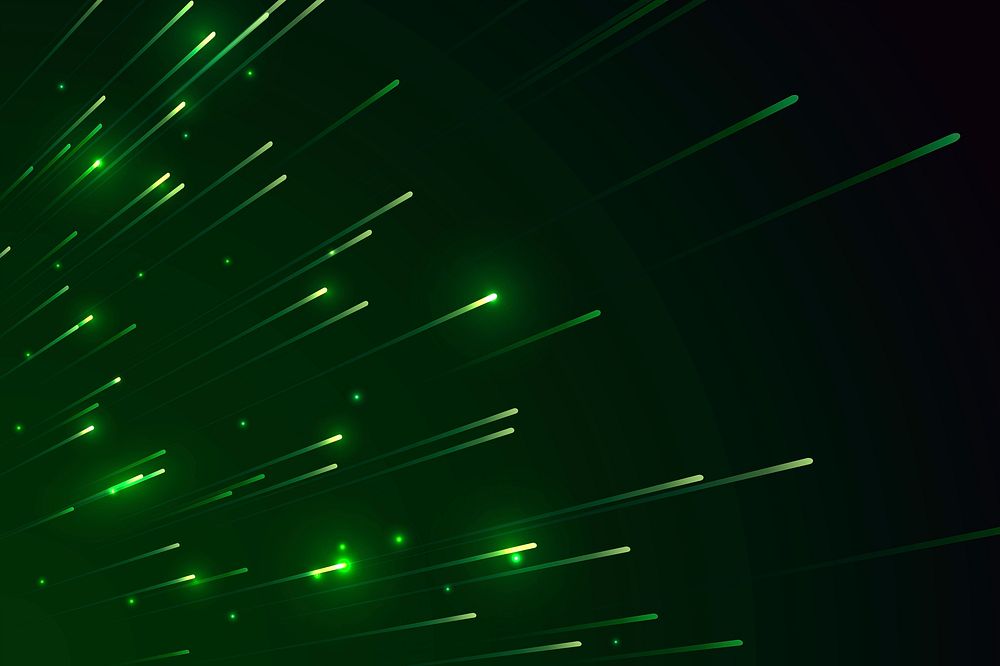 Neon green shooting stars pattern on a dark background
