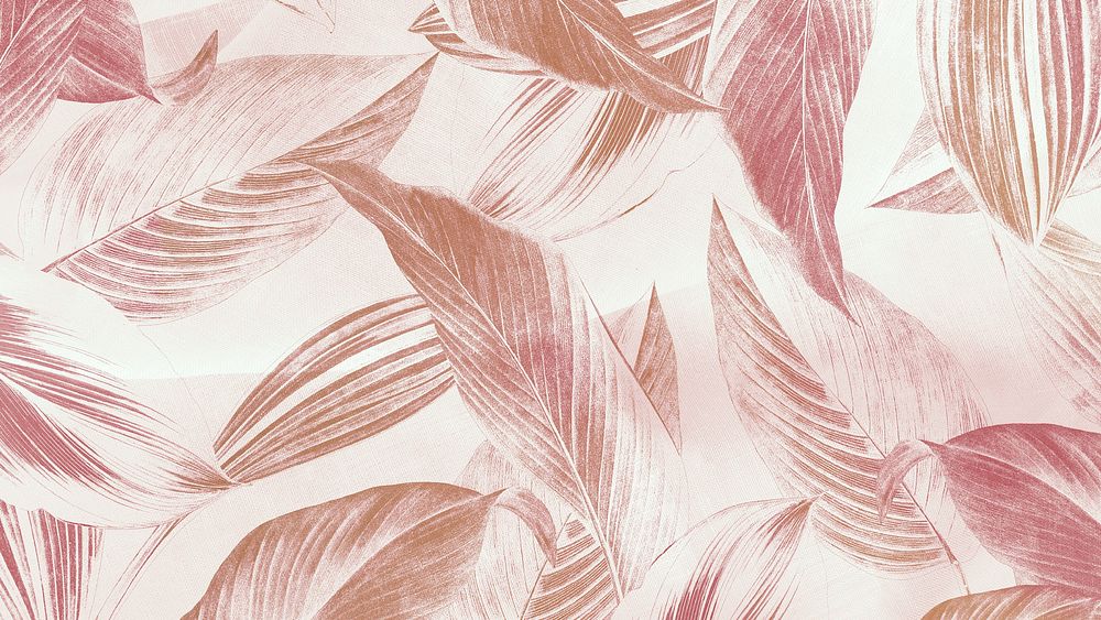 Pink leaf pattern HD wallpaper, aesthetic vintage background
